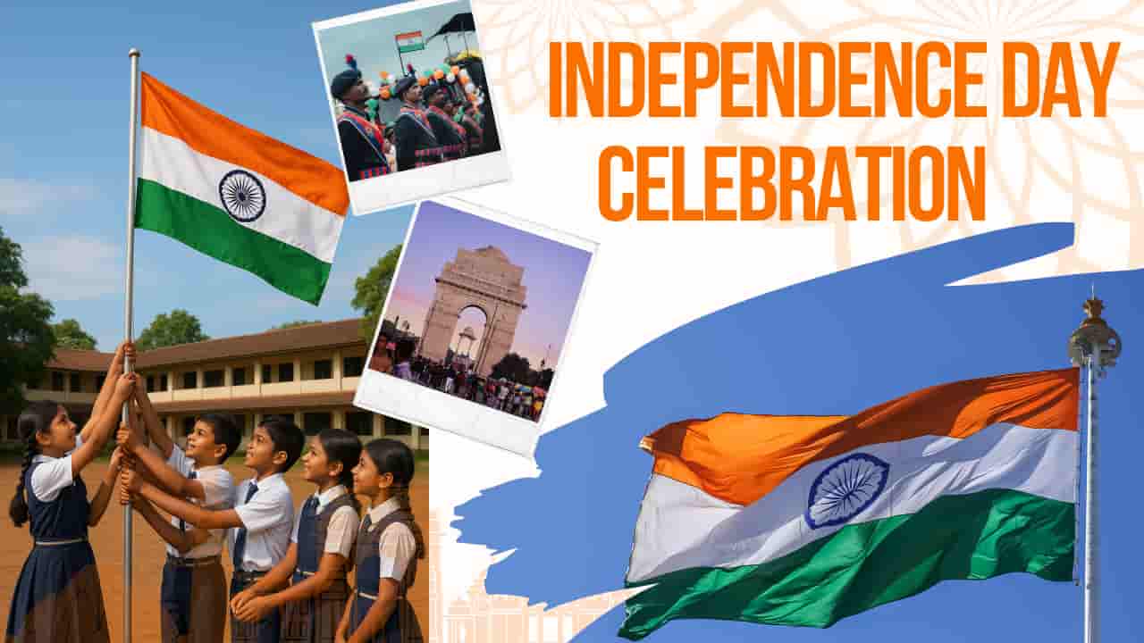 Happy Independence Day 2025 image and wishes: Creative Happy Independence Day 2025 greeting card design with Indian tricolor theme and patriotic message