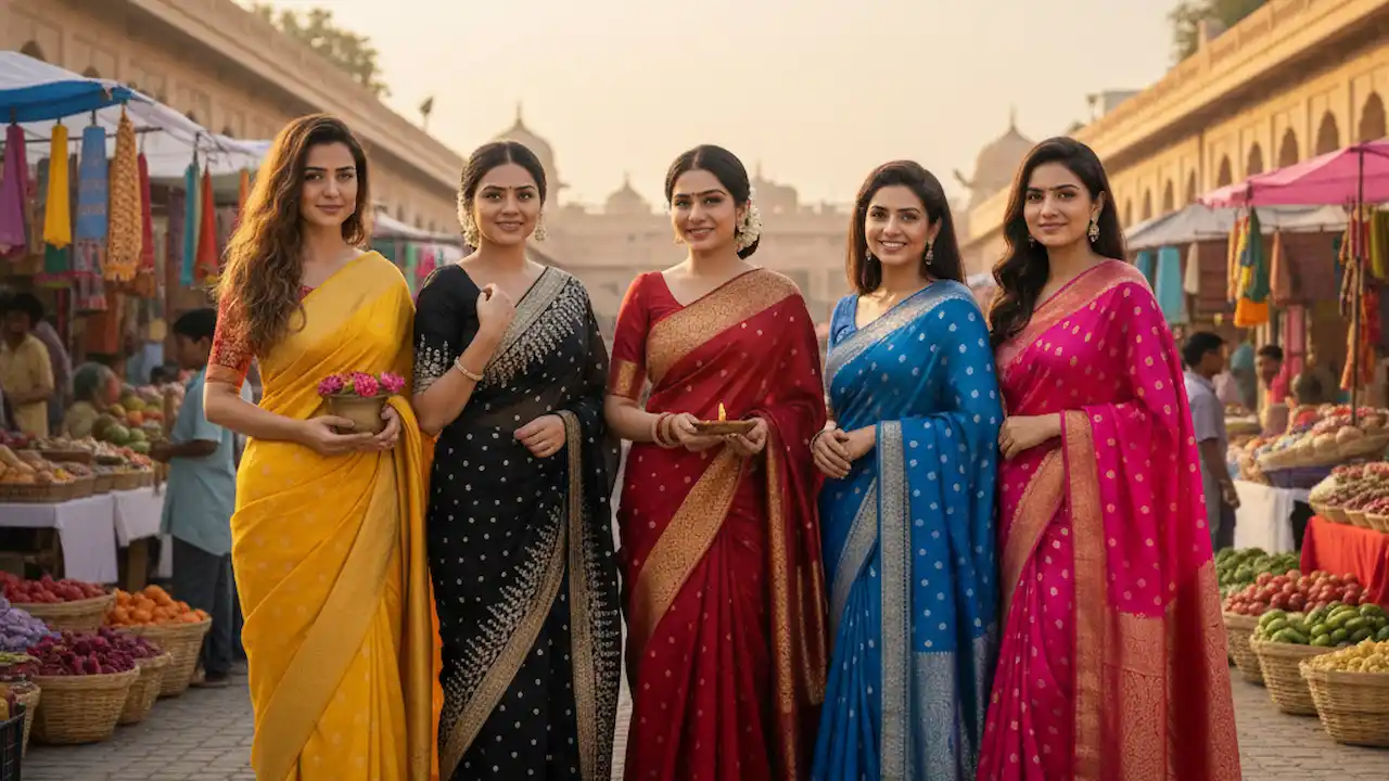 আই লাল শাড়ি ছবি বানানোর Prompt দিয়ে তৈরি ভাইরাল রেট্রো AI saree edit