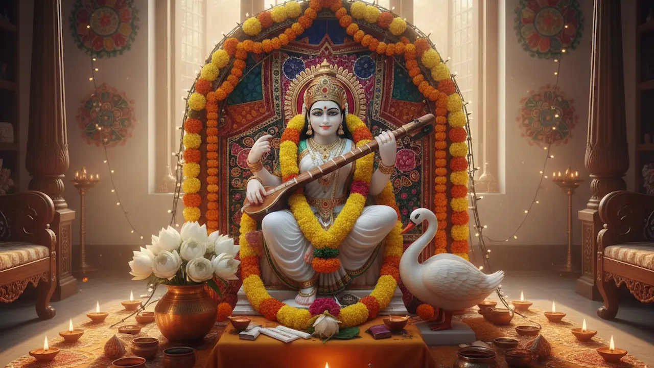 সরস্বতী পুজো ২০২৬ তিথি তারিখ সময় এবং শুভ পূজা মুহূর্ত বাংলা তথ্য ২০২৬-এ সরস্বতী পূজা কবে পড়েছে