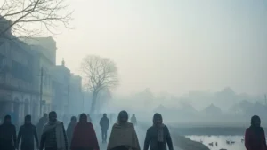 কলকাতা ও পশ্চিমবঙ্গের শীতের আবহাওয়ায় কনকনে ঠান্ডা ও কমতে থাকা তাপমাত্রার দৃশ্য