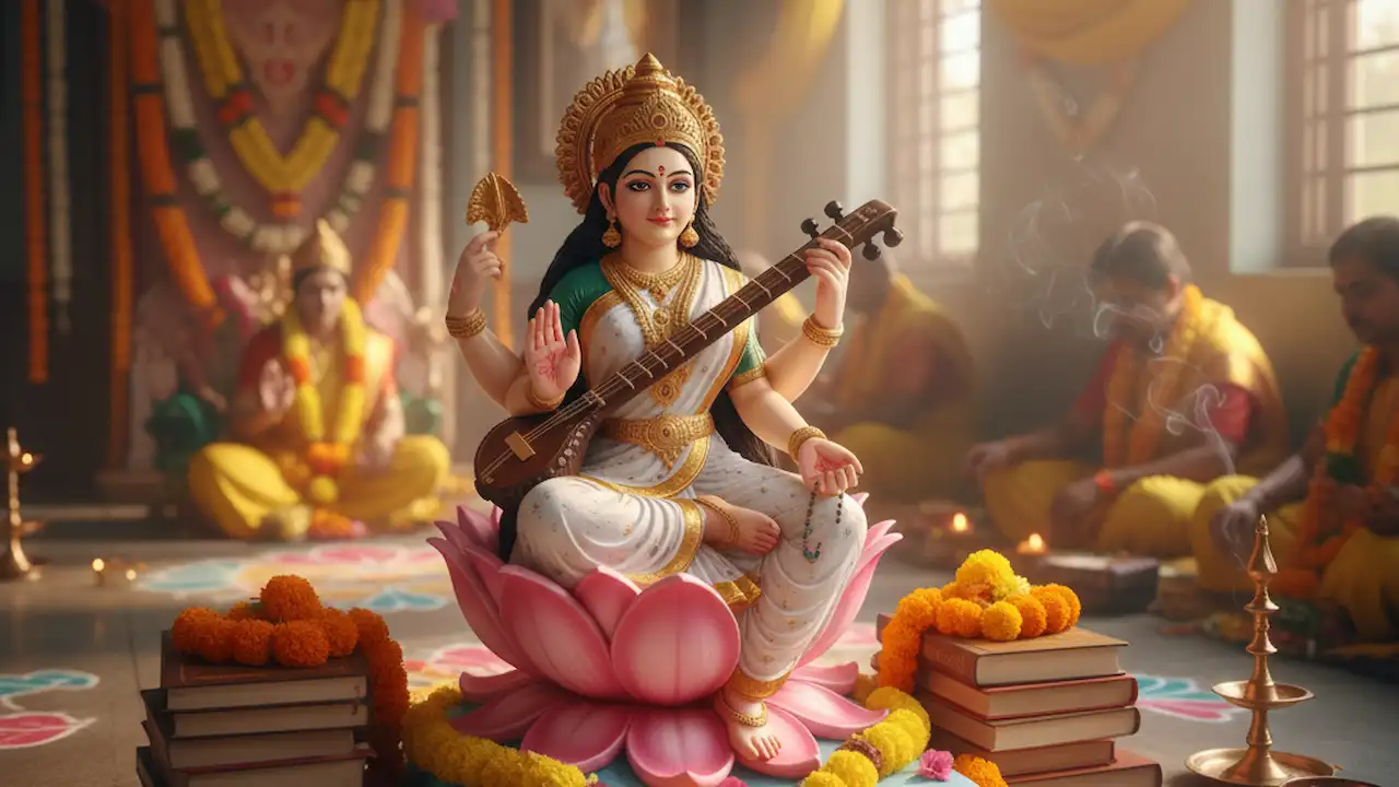 সরস্বতী পুজো কবে পড়েছে ২০২৬ সালে তারিখ ও শুভ সময় সহ মা সরস্বতীর পূজা