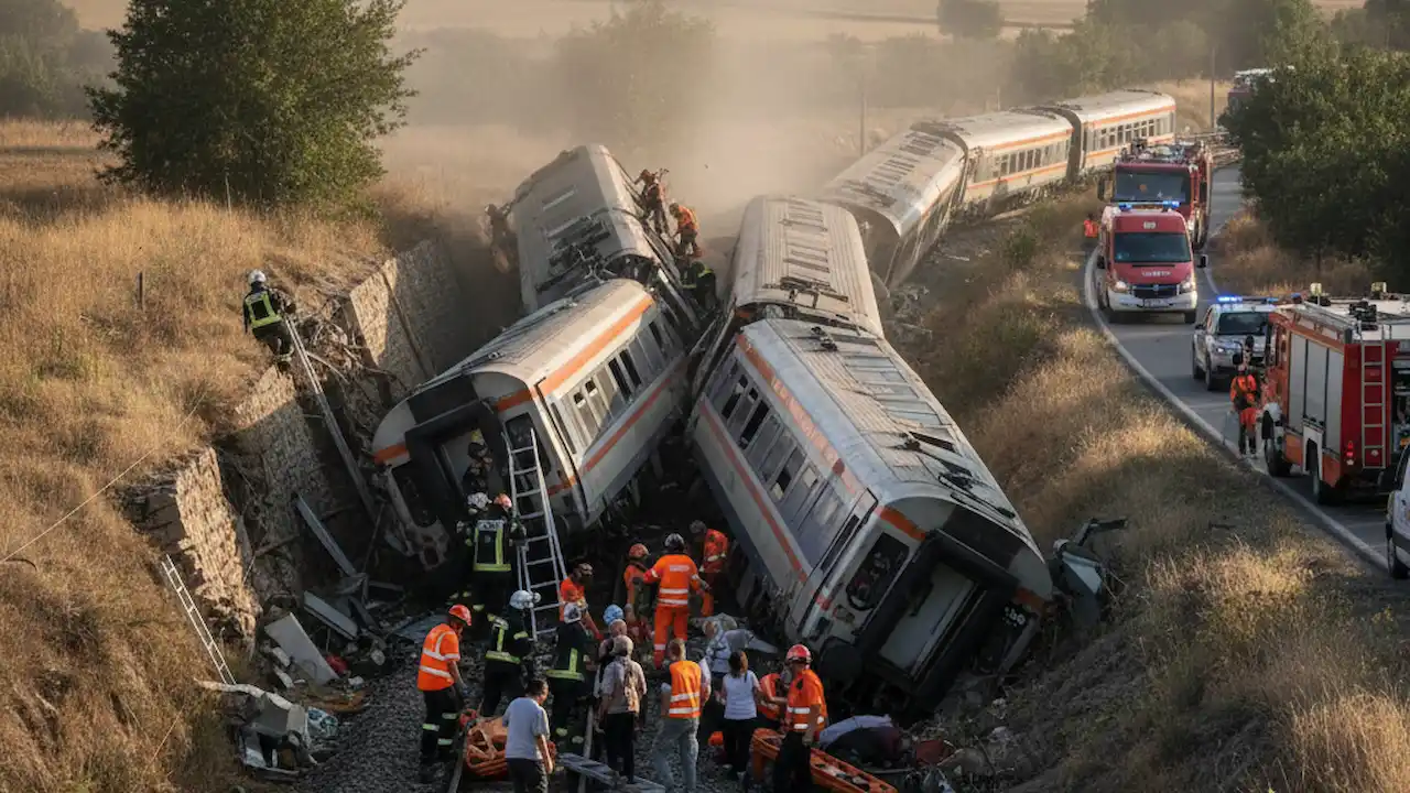 স্পেনে ট্রেন দুর্ঘটনা ও ভয়াবহ সংঘর্ষের