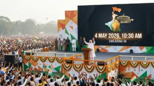 ​আসন্ন বিধানসভা নির্বাচনে বিপুল জয়ের দাবি এবং ৪ মে বিজেপির শপথ গ্রহণ অনুষ্ঠানে মোদী সংক্রান্ত মেগা ঘোষণা