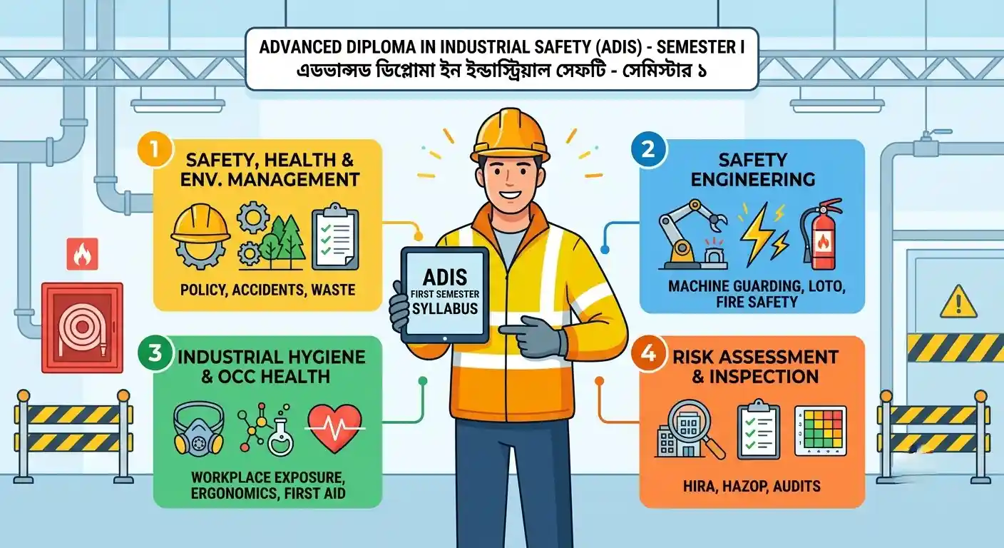 ADIS Course 1st Semester Detailed Syllabus (Bengali & English) | Advanced Diploma in Industrial Safety